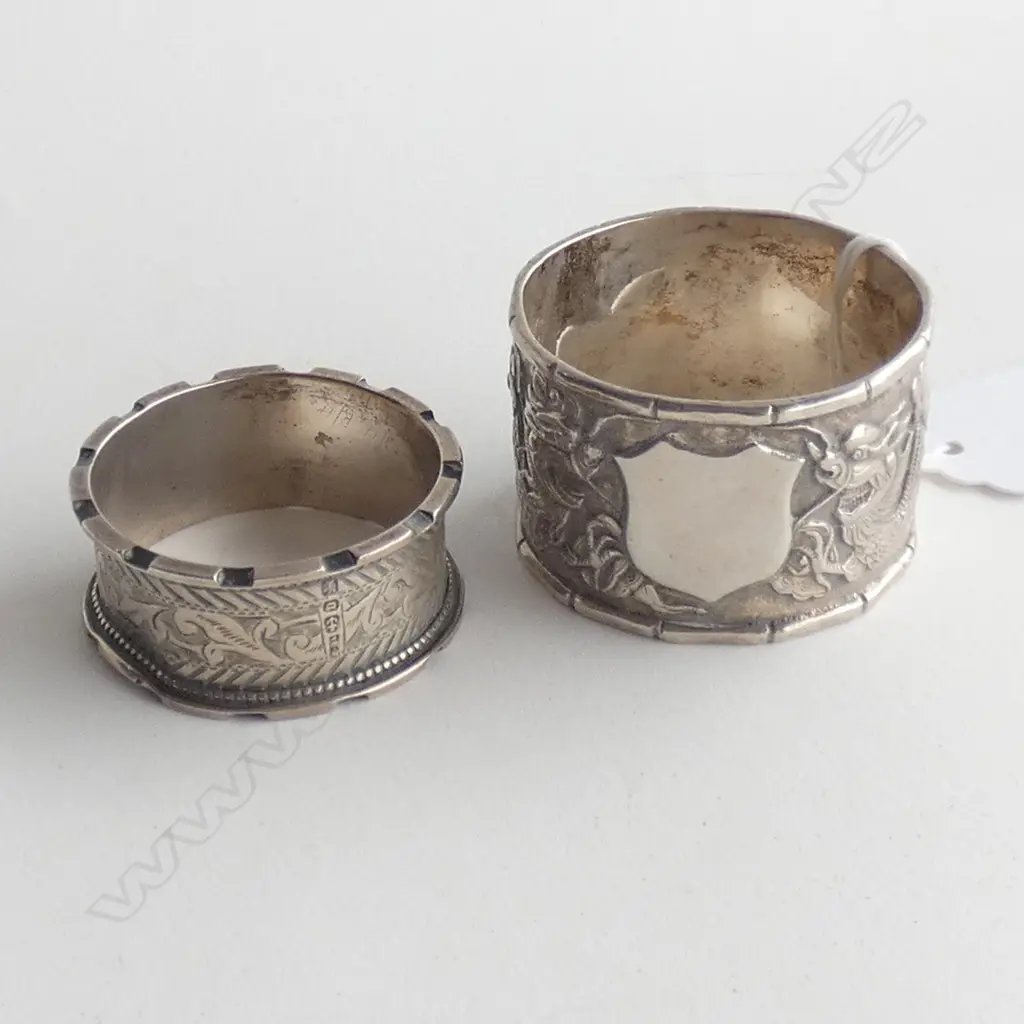 STG SILVER CHINESE NAPKIN RING + ONE OTHER A/F  Image 1++