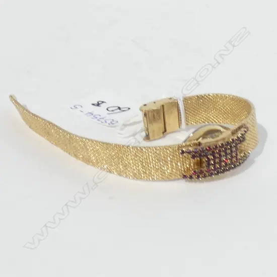 VINTAGE FINASSE LADIES MESH & GARNET? BRACELET WATCH