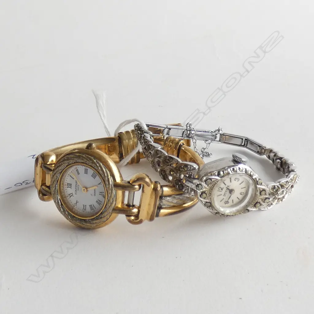 2 LADIES WRIST WATCHES FONTENAY QUARTZ + MARCASITE Image 1++