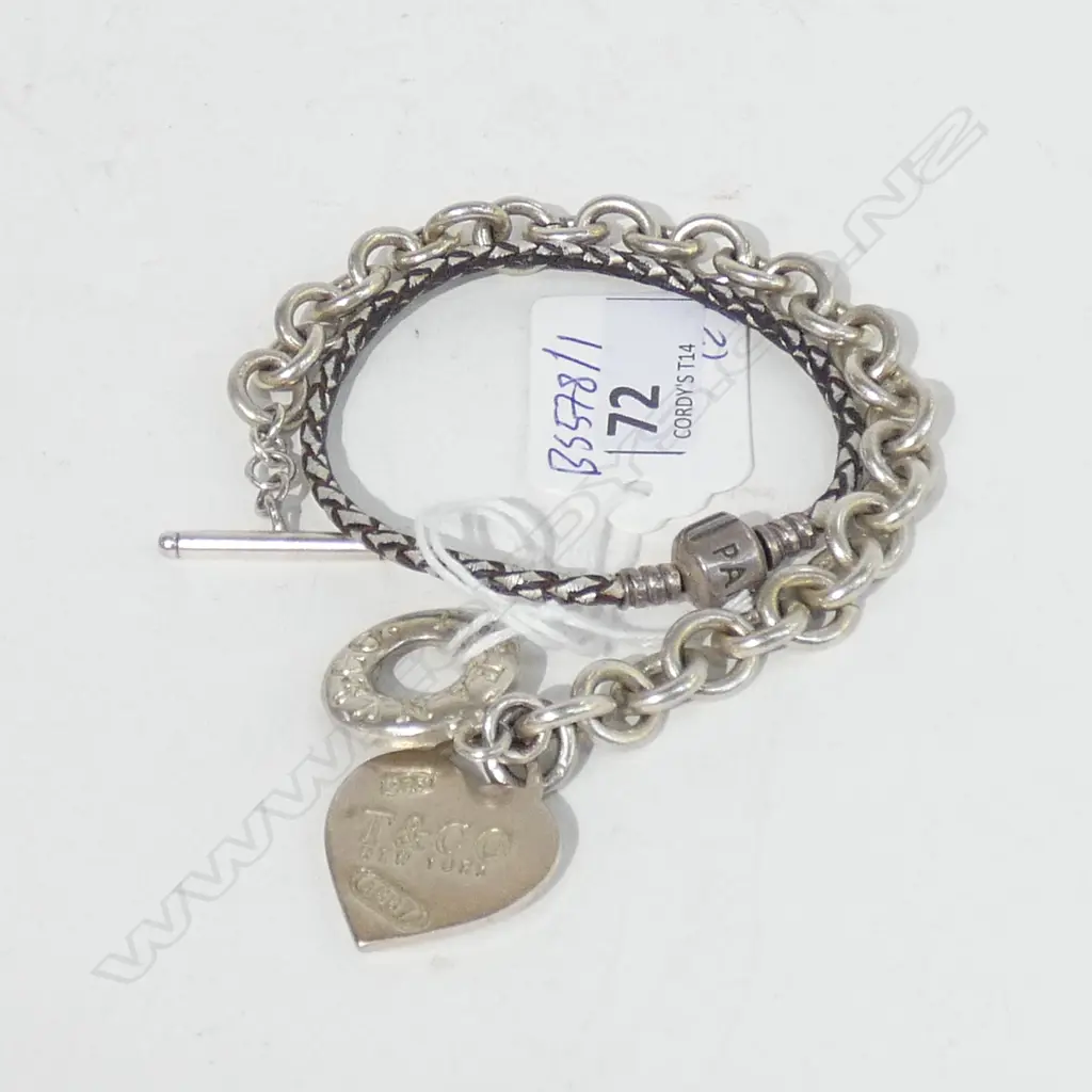 STG SILVER TIFFANY AND CO BRACELET + ONE PANDORA Image 1++
