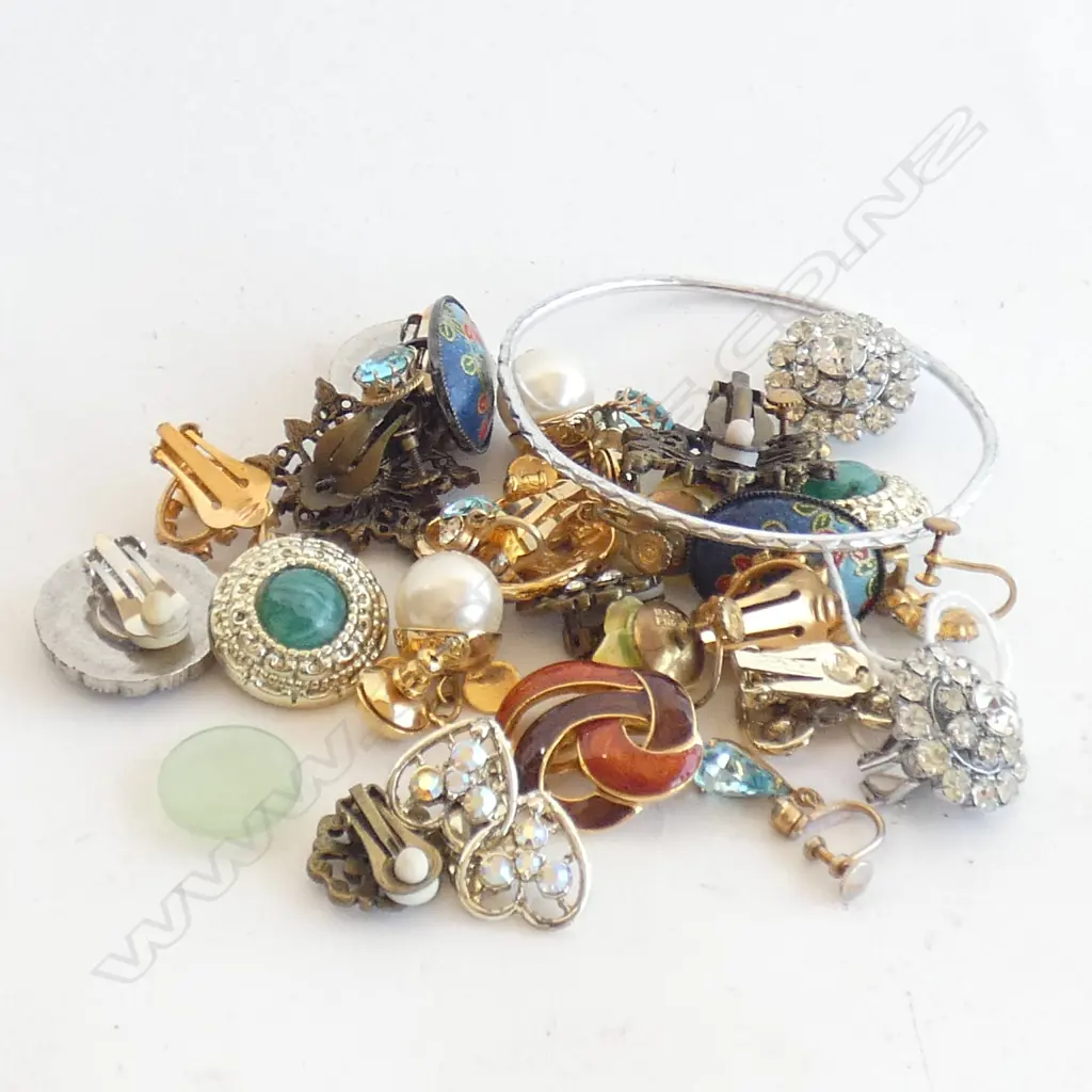 SILVER METAL BANGLE & COSTUME EARRINGS Image 1++