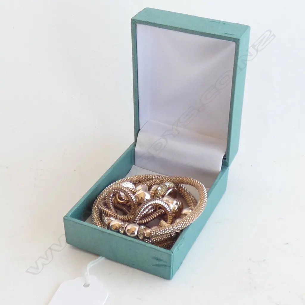 GOLD TONE PANDORA STYLE NECKLACE & 3 BRACELETS Image 1++