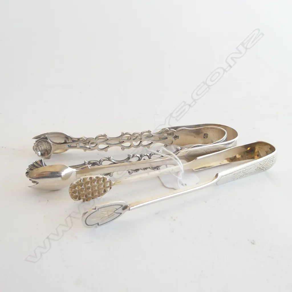 3 PRS SILVER TONGS 119 GRAMS Image 1++