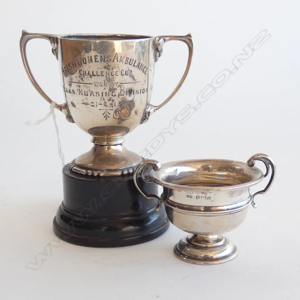 2 STG SILVER TROPHY CUPS; B'HAM 1912 & 1903 143 GRAMS Image 1++