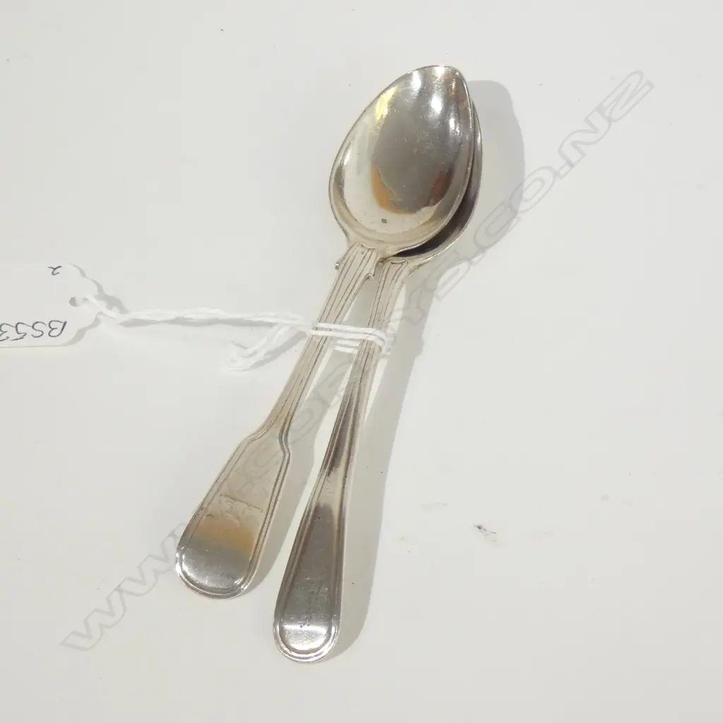 TWO GEORGIAN SILVER TEASPOONS 48gm Image 1++