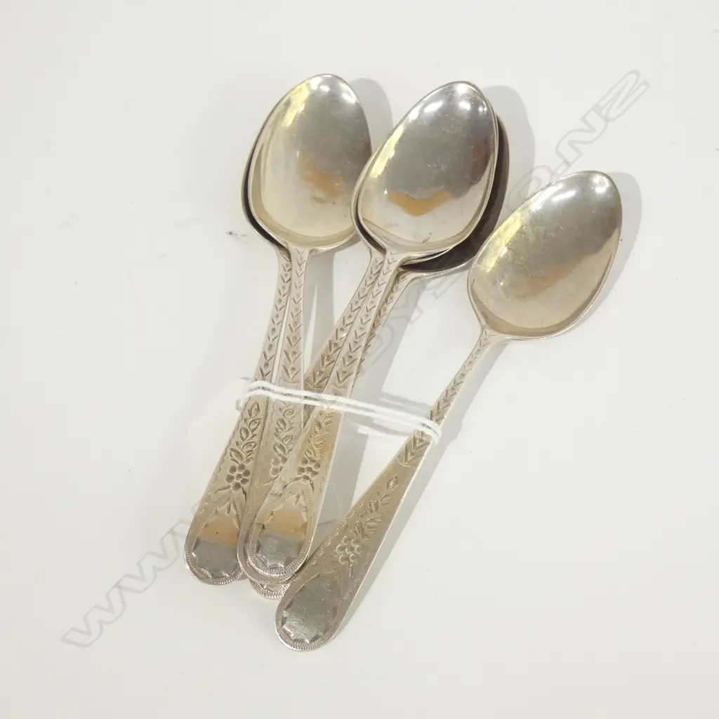 6 GEORGIAN SILVER BRIGHT CUT TEASPOONS 70gm Image 1++