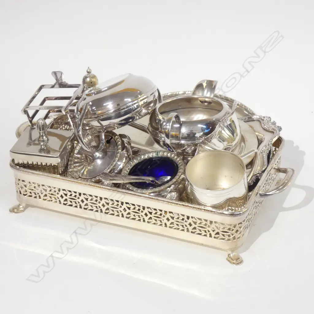 TRAY GOOD SILVER PLATE; TRAYS, CONDIMENT SETS/ TOAST RACK ETC. Image 1++