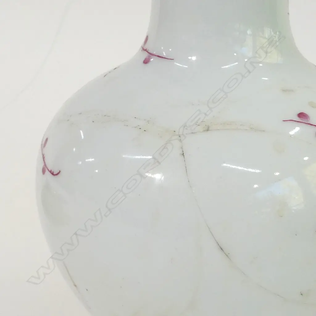 QIANLONG STYLE VASE W BLOSSOMS & WOODEN STAND H.255MM  HAS BEEN REPAIRED  Image 1++