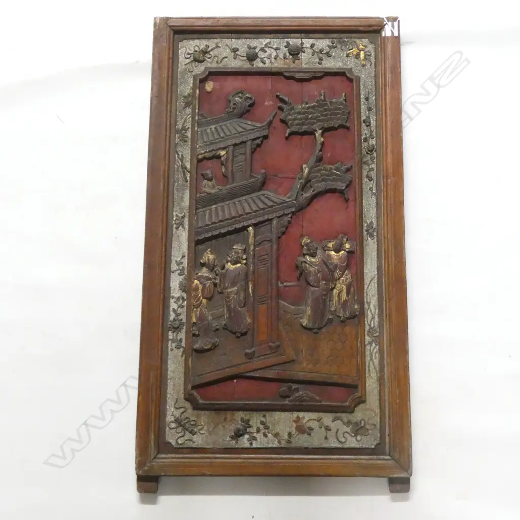 CARVED WOODEN CHINESE PANEL 720x390mm Image 1++