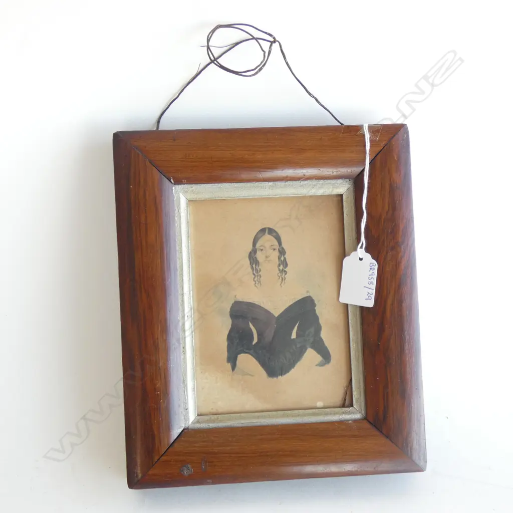VICT MINIATURE PAINTNG OF YOUNG LADY, ROSEWOOD FRAME Image 1++