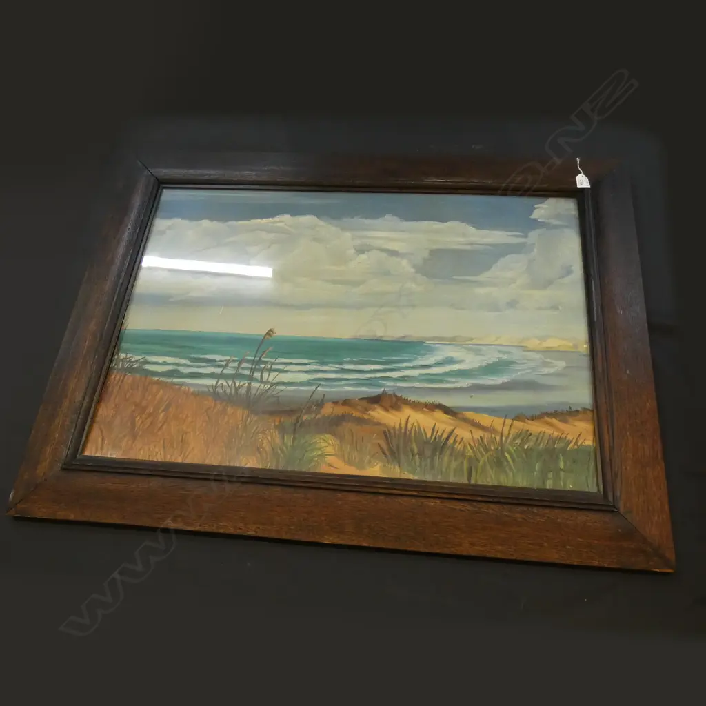 E B ALLEN LGE OIL EXTENSIVE COASTAL SCENE 830 580mm Image 1++