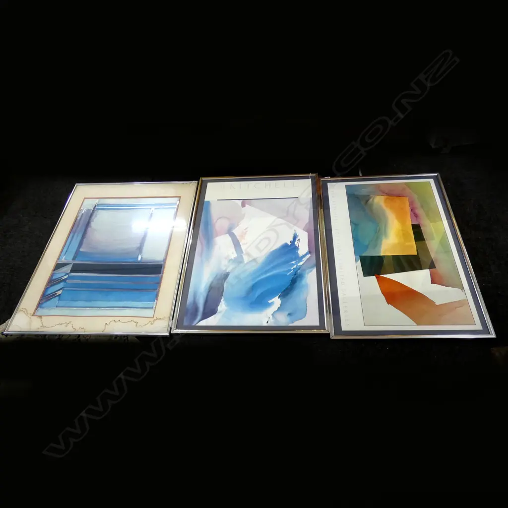 3 LARGE PRINTS w SILVER METAL FRAMES Image 1++