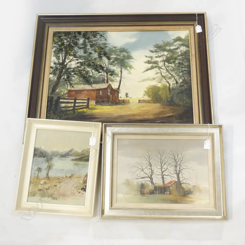 PR WATERCOLOUR SCENES & ONE OIL ON BOARD CABIN BY JOHN JOHNSON 600 X 440MM Image 1++