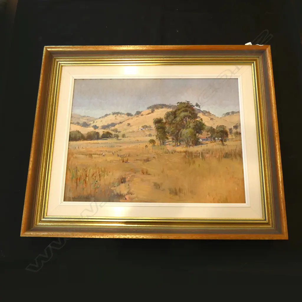 ROBERT WILSON OIL ON BOARD GOLDEN LANDSCAPE WYANGLA DAM NSW  820 X 690 MM Image 1++