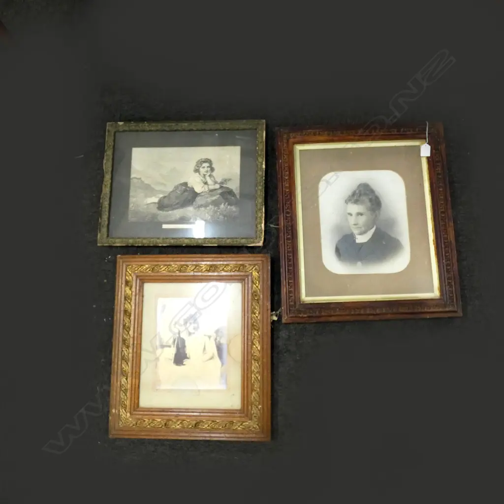 3 FRAMED VINTAGE PORTRAITS - LARGEST 235 X 260MM a/f Image 1++