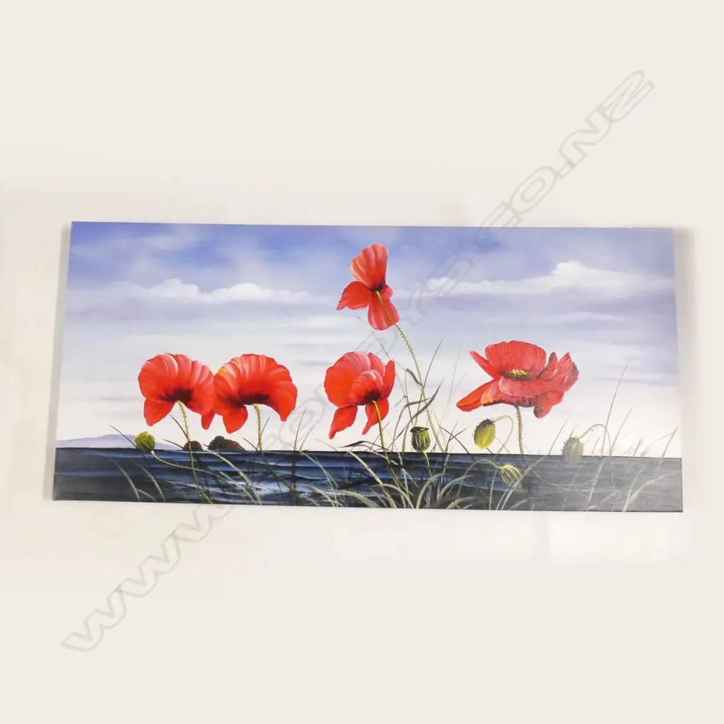 LG OIL ON CANVAS - POPPIES - UNSIGNED 550 X 1200MM Image 1++