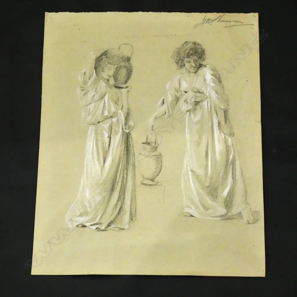 J.M THOMASSON (NZ1893- 1969) SKETCH 2 WOMAN Image 1++