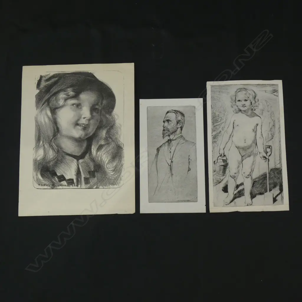 3 x H.L. RICHARDSON ENGRAVINGS.  GENT & 2x DAUGHTER Image 1++