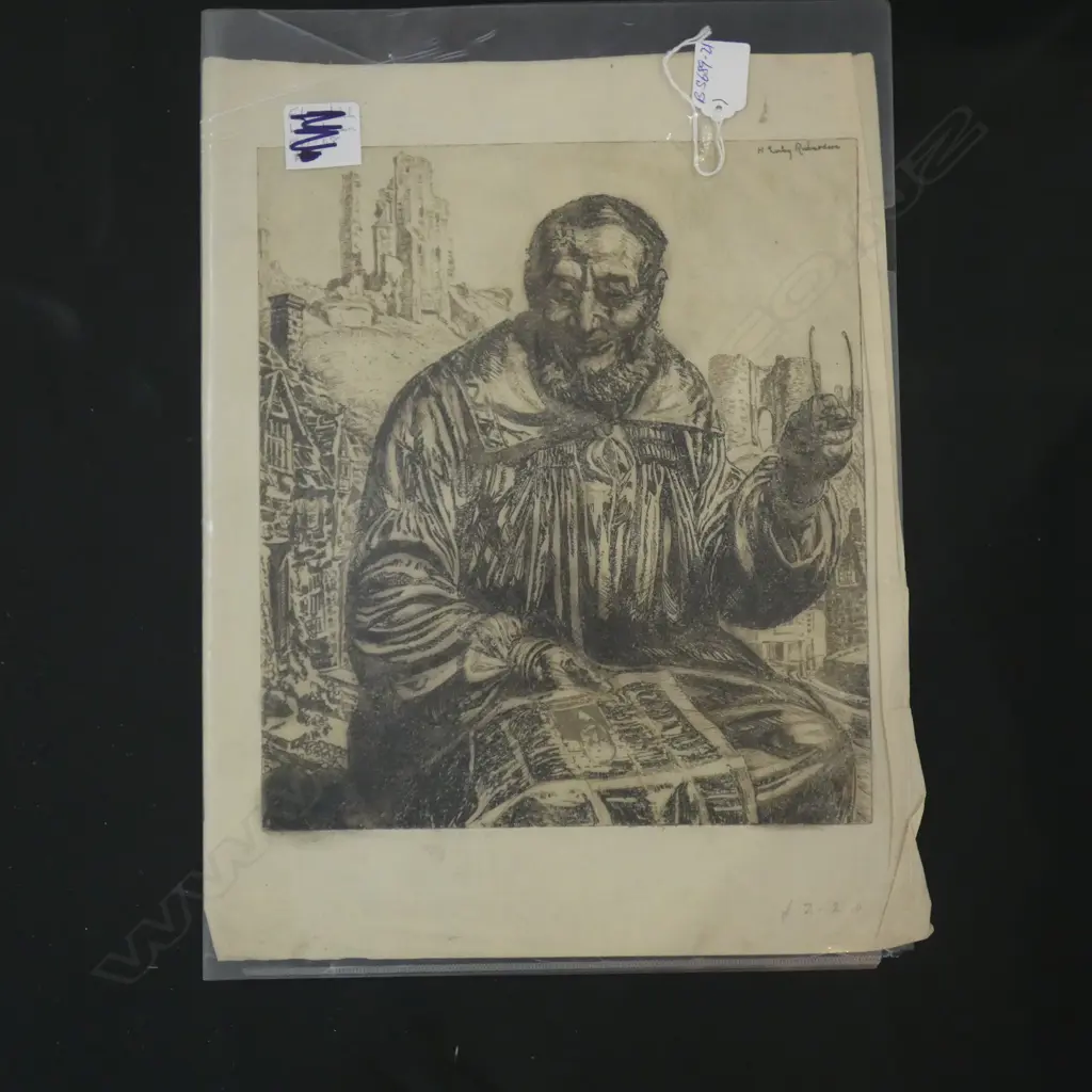 H.L. RICHARDSON ENGRAVING SEPIA SCHOLAR Image 1++