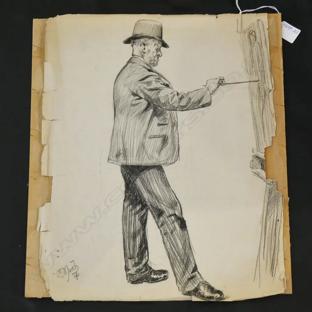 H.L. RICHARDSON SKETCH GENT PAINTING 420 x 320mm Image 1++