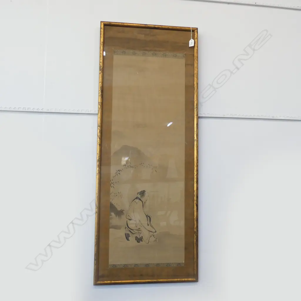 ORIENTAL INK ON SILK PAINTING "SCHOLAR" 1000 X 340MM  Image 1++