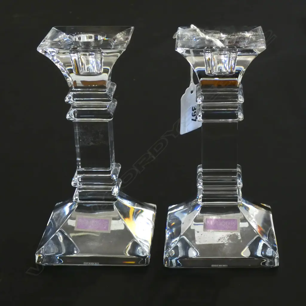 PR LEAD CRYSTAL CANDLESTICKS  H 155MM Image 1++