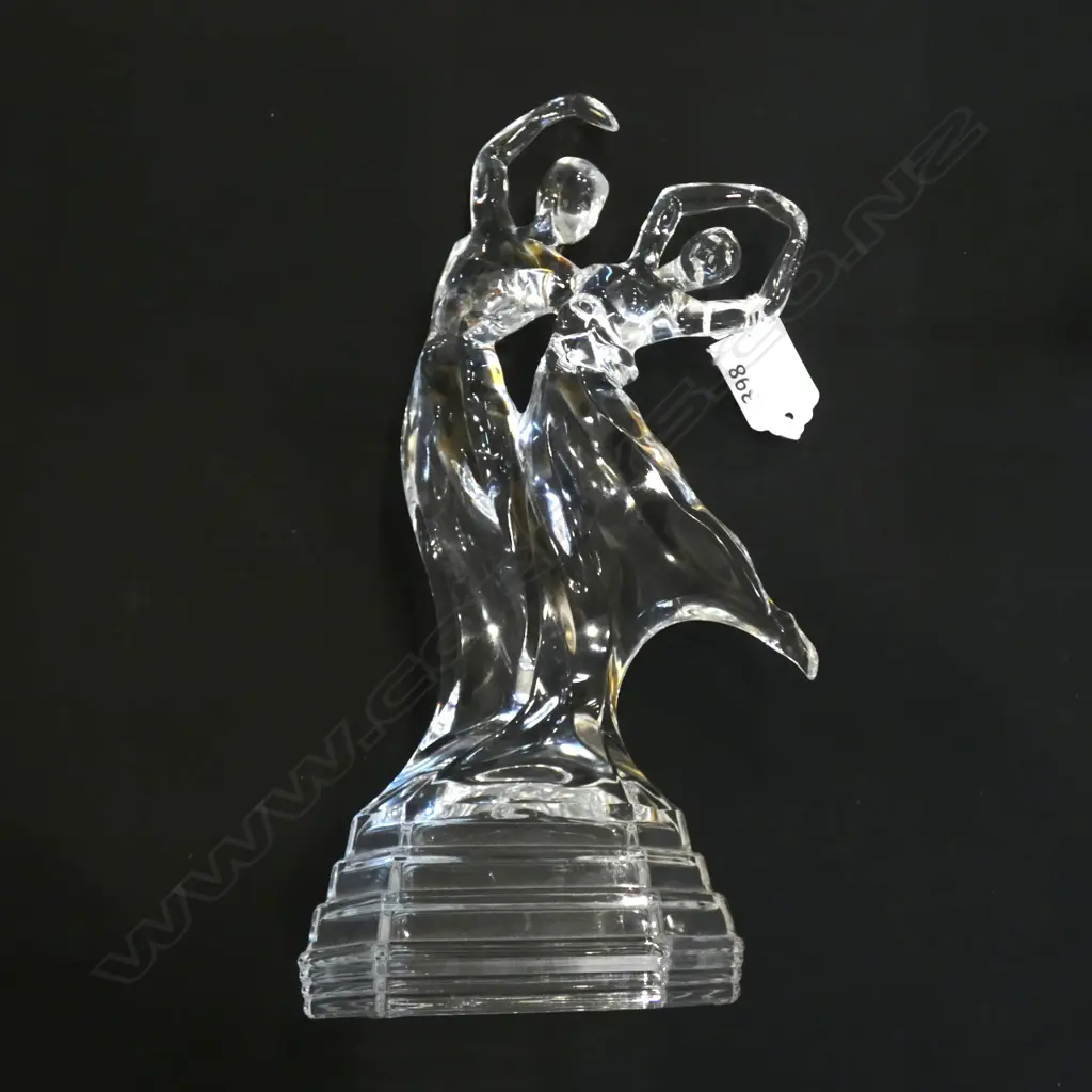LG GLASS ART DECO STYLE DANCING COUPLE CENTREPIECE H. 275MM Image 1++