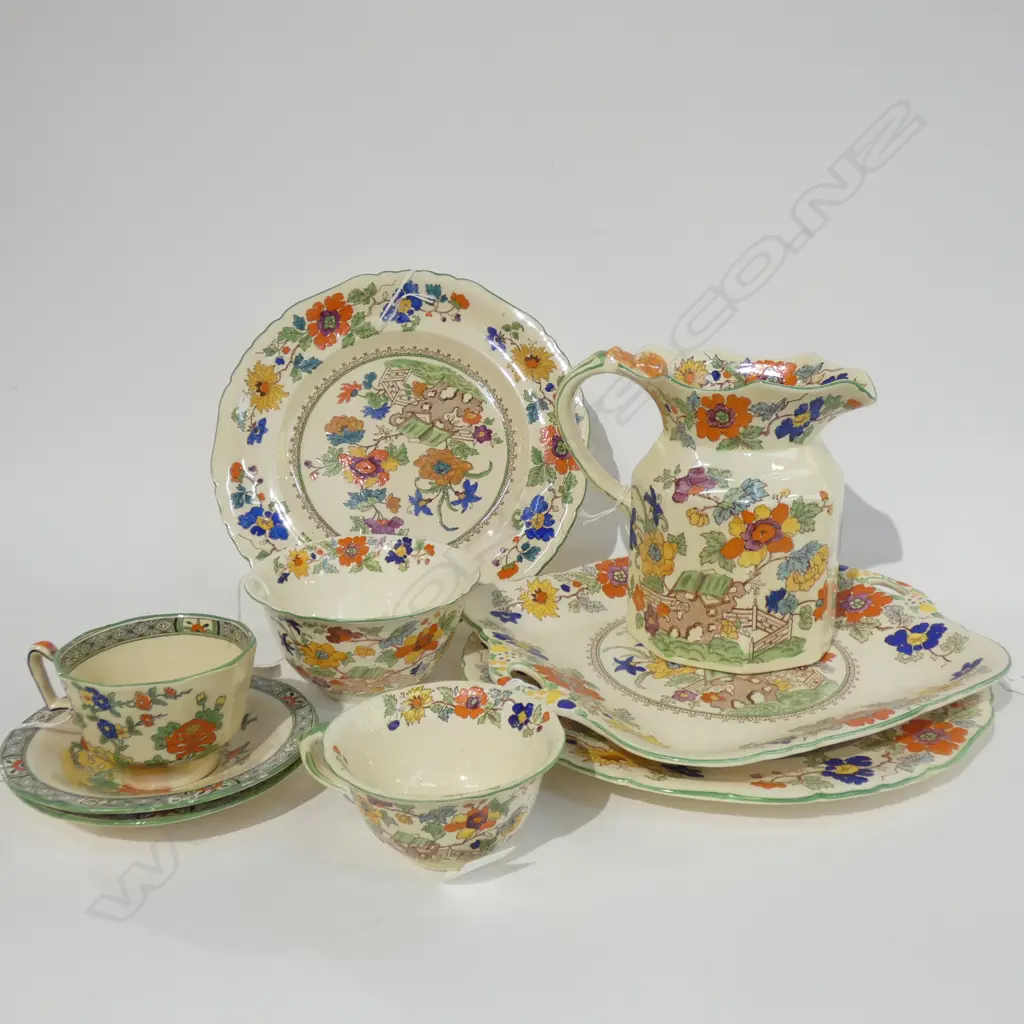 MASON IRONSTONE JUG 2 CSPS 2 HANDLED PLATE BOWL & 2 PLATES BIBLE PAT Image 1++