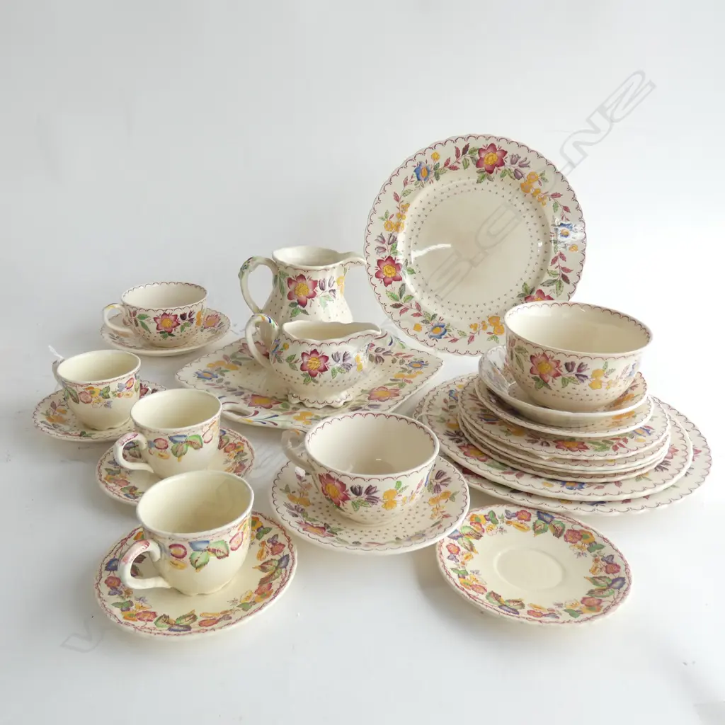 MASON IRONSTONE 18PCS PART SET ARBOR PAT JUGS PLATES C/S ETC Image 1++