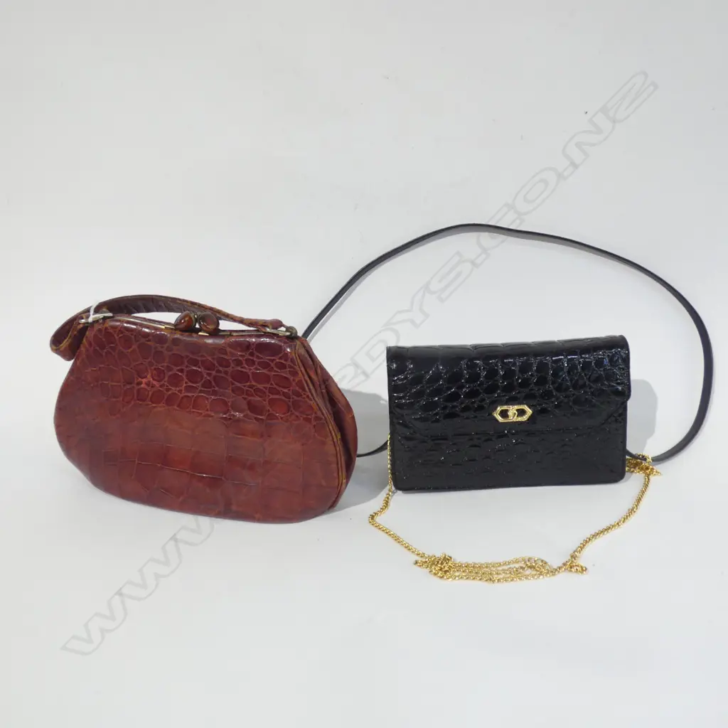PR CROCODILE LEATHER HANDBAGS; 1 BLACK & 1 BROWN  Image 1++
