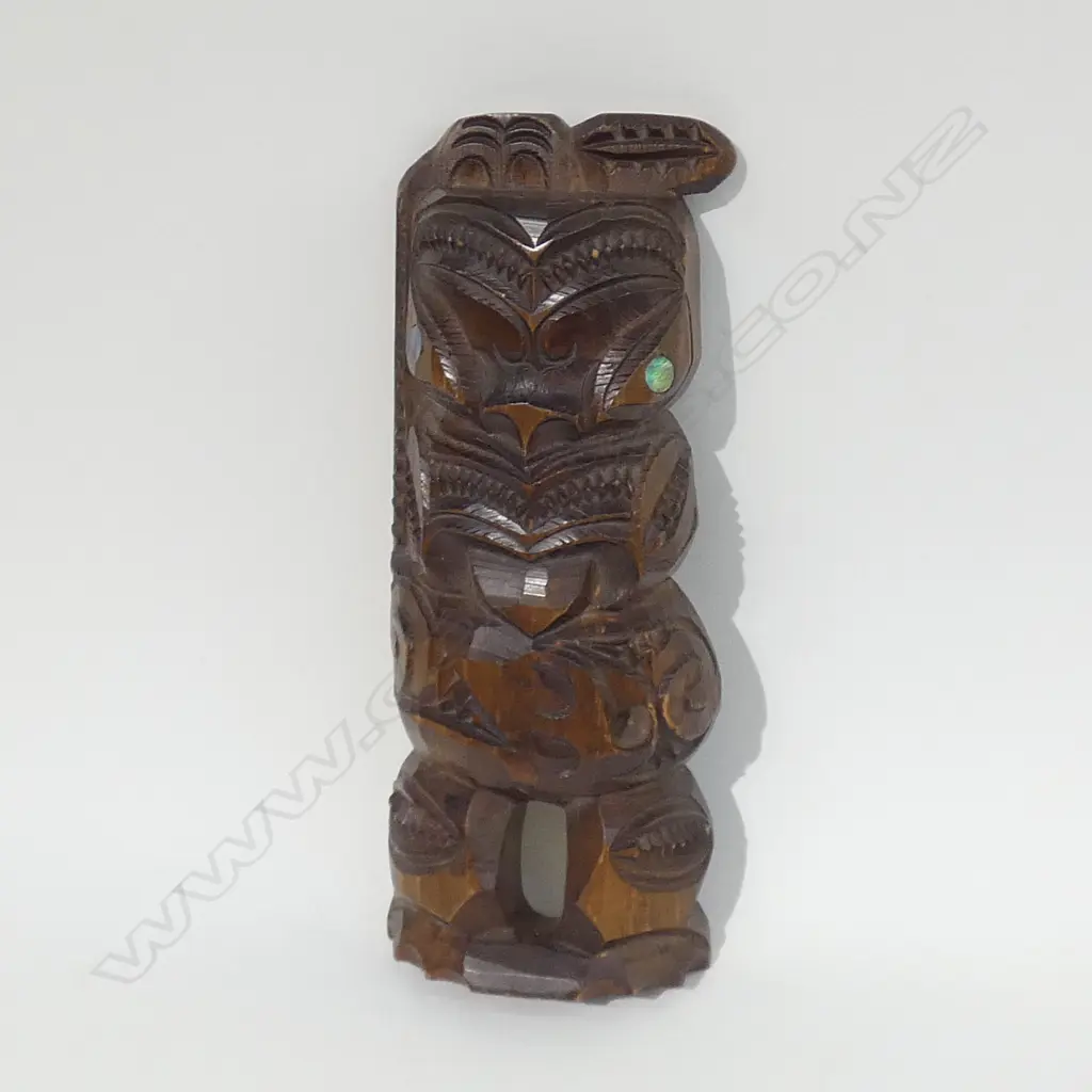 WOODEN MOARI CARVED FIGURE H 300 MM Image 1++