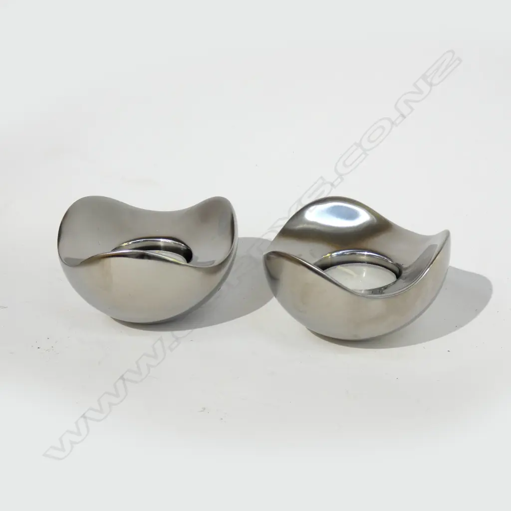 PR GEORG JENSEN STAINLESS CANDLE HOLDERS BOXED Image 1++