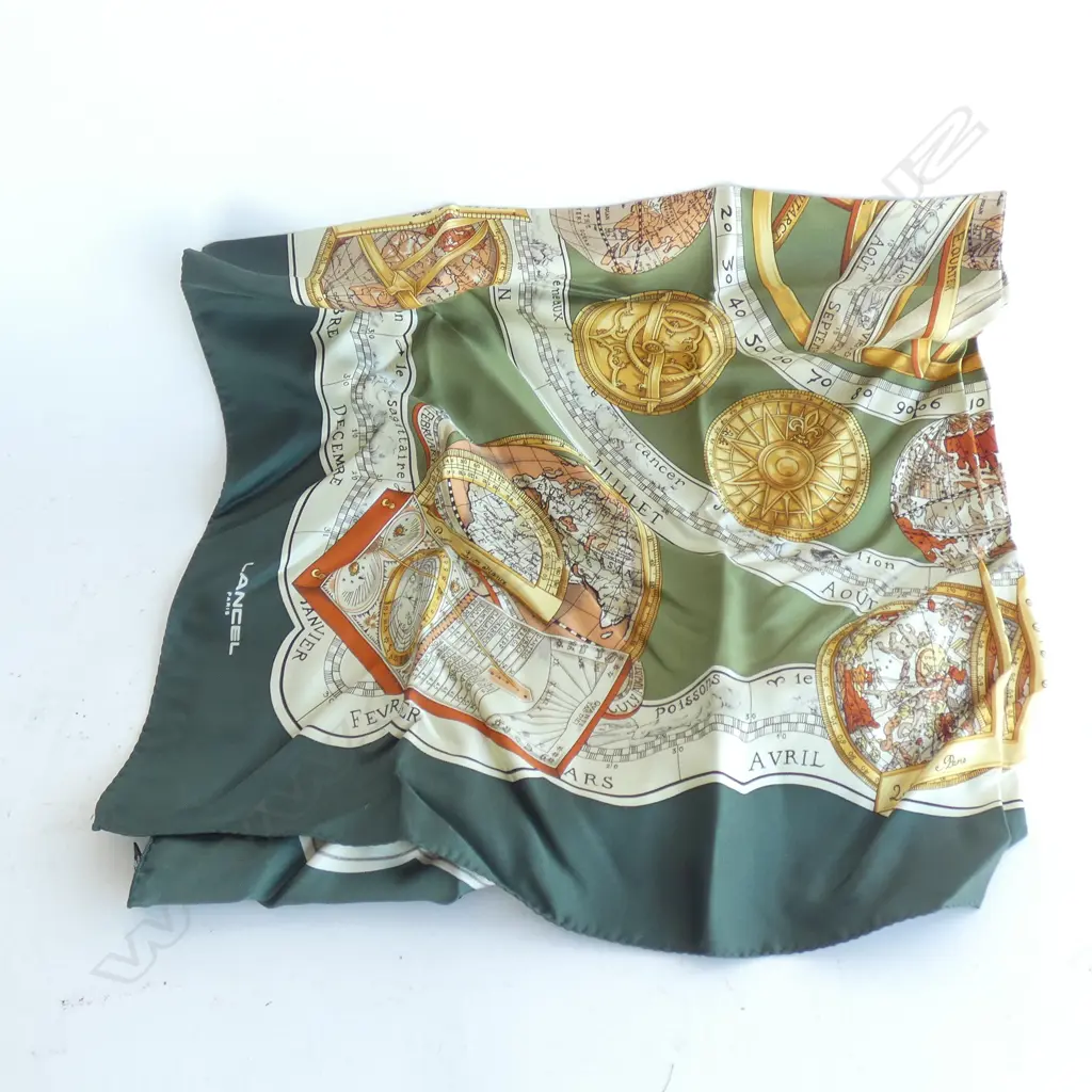 LANCEL FRENCH SILK SCARF (ORIGINAL PACKAGING) & CASE OF PHEASANT FEATHERS  Image 1++