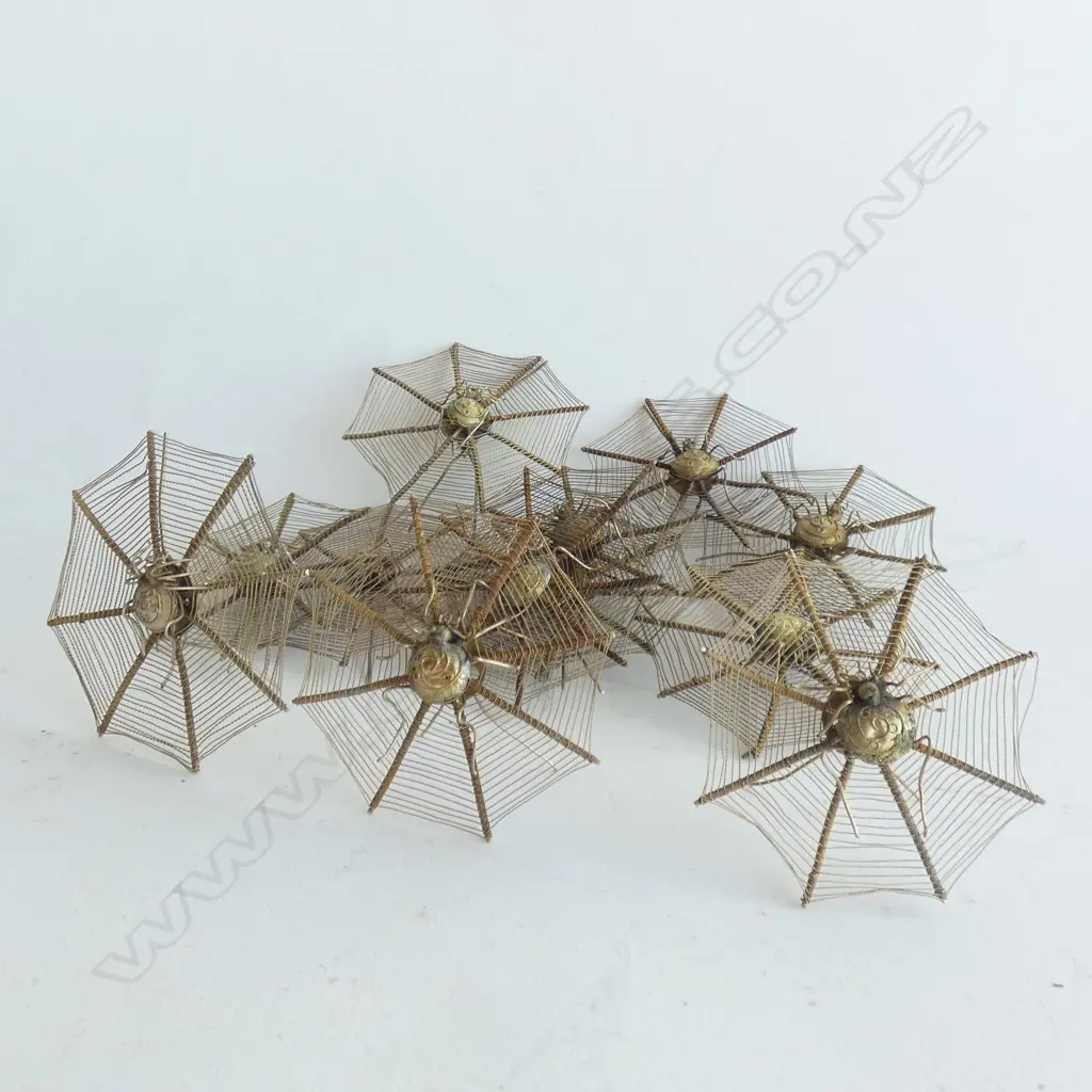 12 FINE BRASS SPIDER PLACE NAME HOLDERS Image 1++