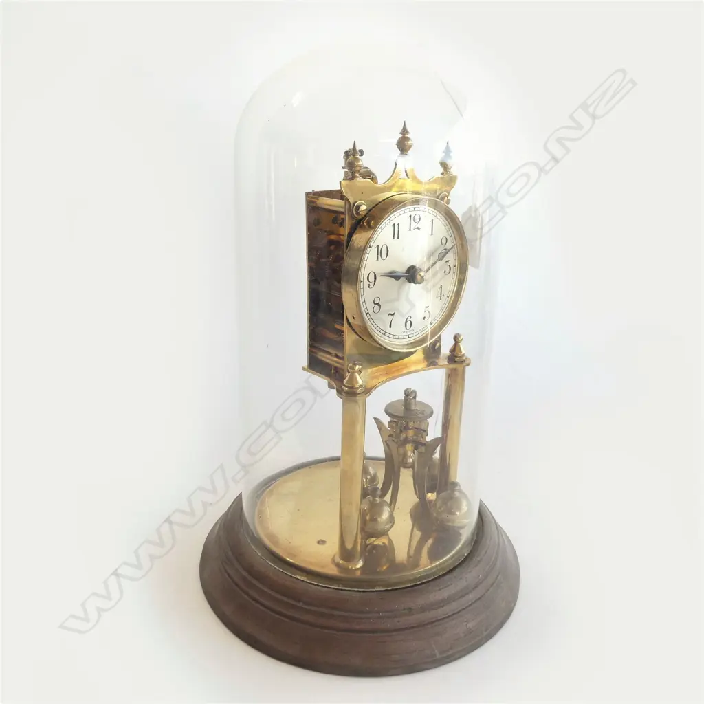 GERMAN GLASS DOME CLOCK H. 320MM Image 1++