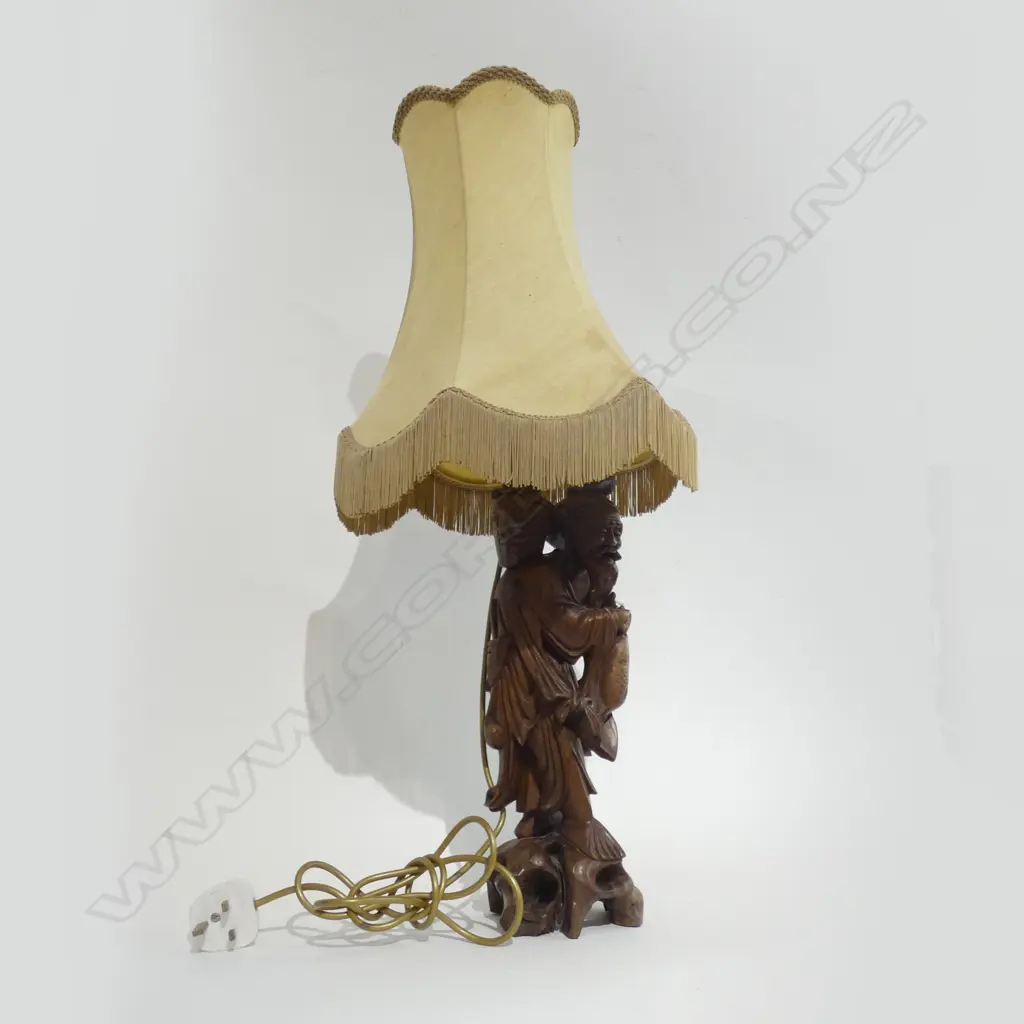 CARVED WOODEN JAPANESE FISHMONGERS SHOP SIGN LAMP H.760MM Image 1++