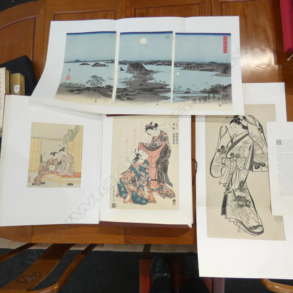2 FOLIOS OF JAPANESE WOOD BLOCK PRINTS BY ADACHI INSTITUTE; UKIYO-E ETC  Image 1++