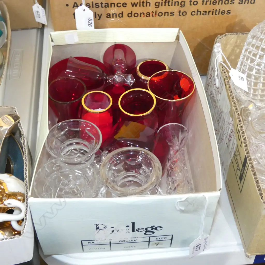ASST RUBY GLASS/CUTCRYSTAL VASES ETC Image 1++