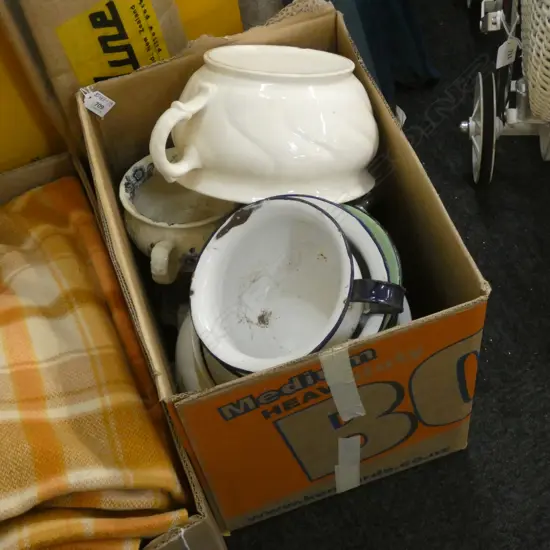 BOX CHINA & BOTTLES 