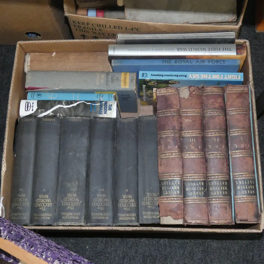 BOX OF WAR HISTORY BOOKS INCL CHURCHILL Image 1++