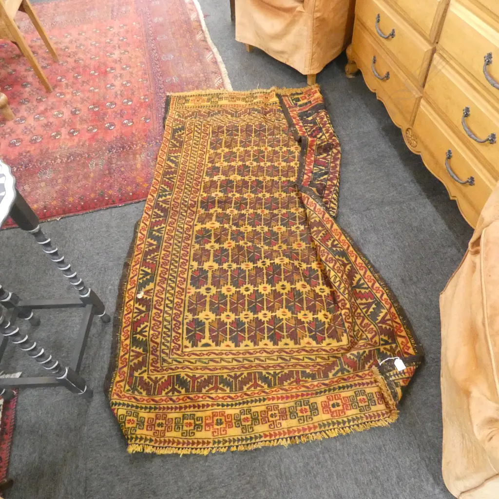  LG MID 20TH CENT. TRIBAL AFGHAN SUZANI EMBROIDERED RUG  Image 1++