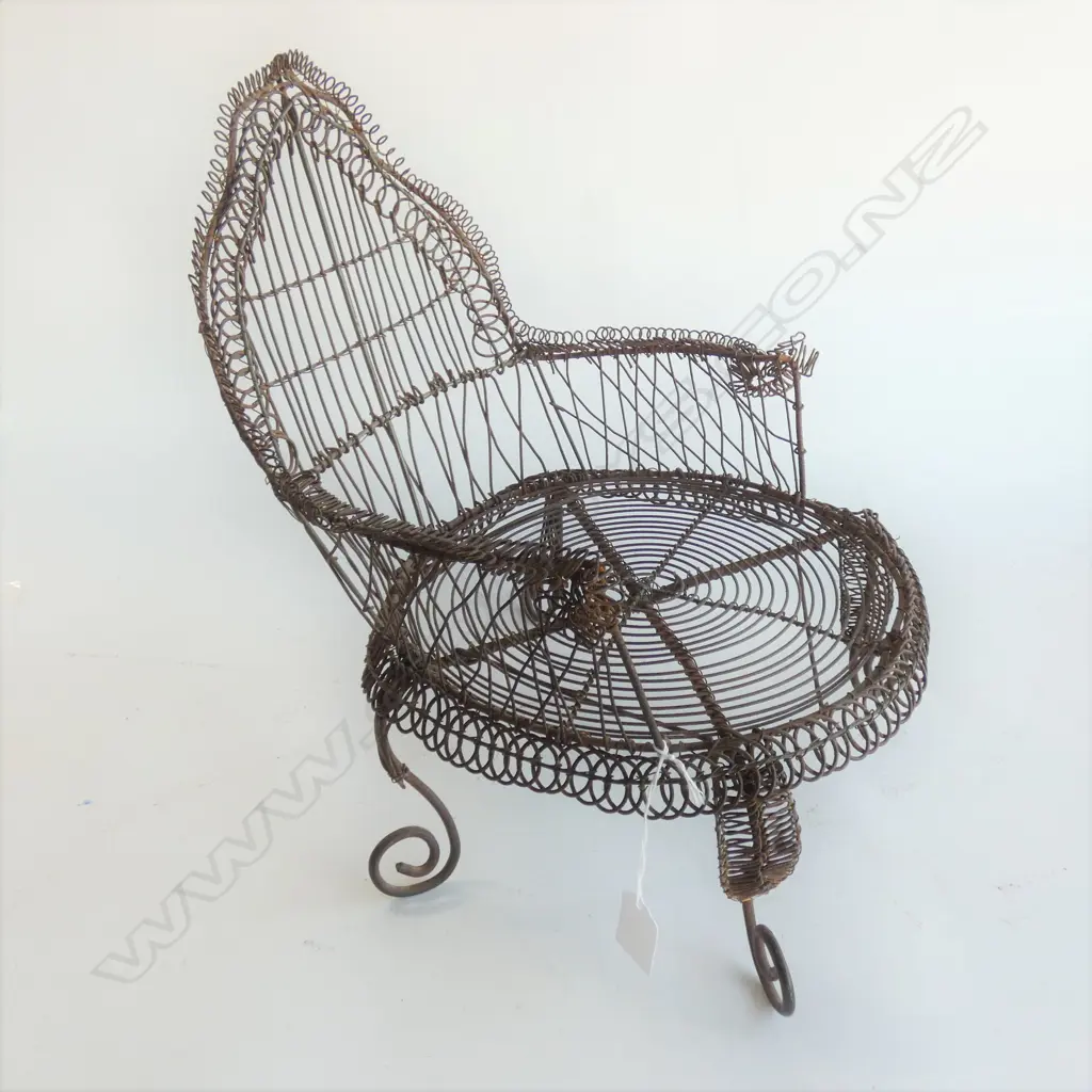 VINTAGE WIRE CHAIR POT STAND H.370mm Image 1++
