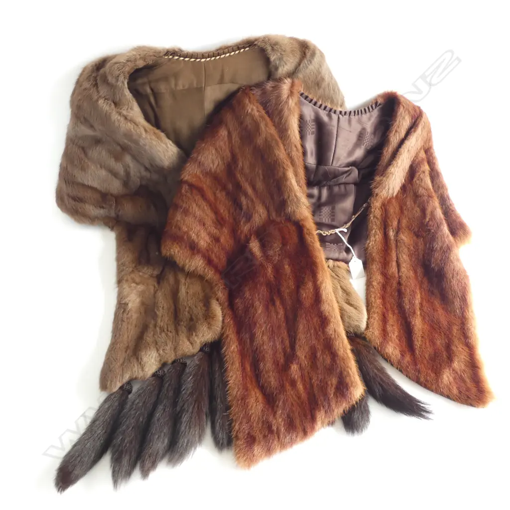 TWO FUR STOLES - RABBIT(?) WITH TAILS & MUSCAT (?) Image 1++
