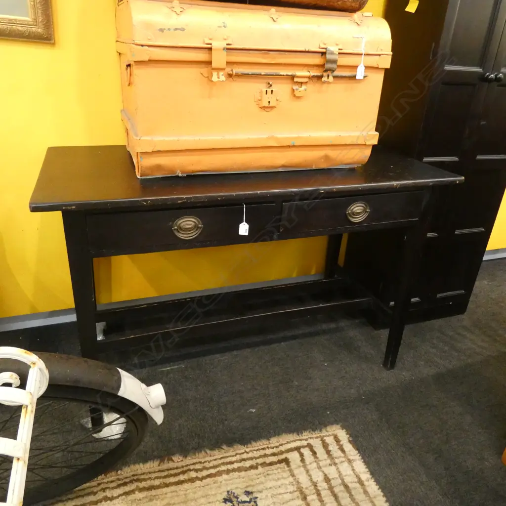 PNE EBONISED 2 DRAWER SIDE TABLE L 1200 MM Image 1++