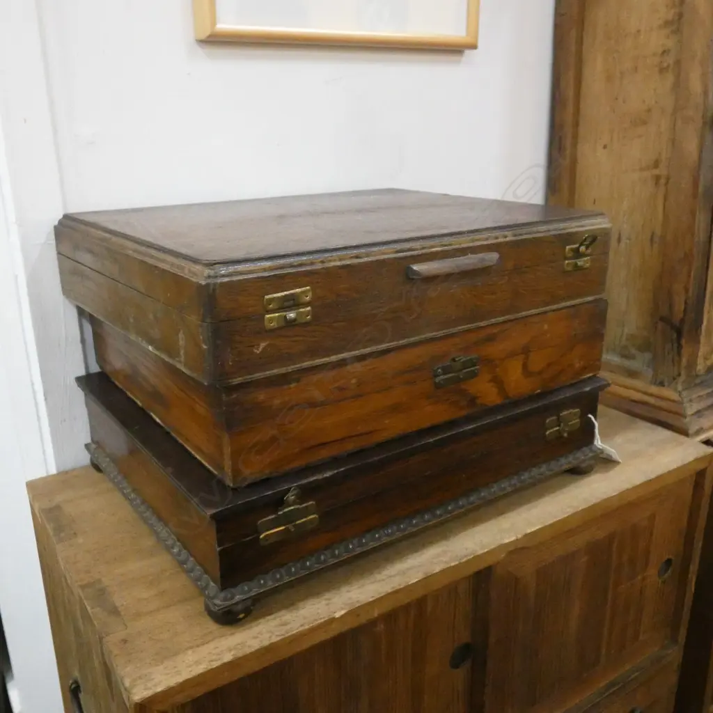 3 OAK WOODEN BOXES L 340 MM Image 1++