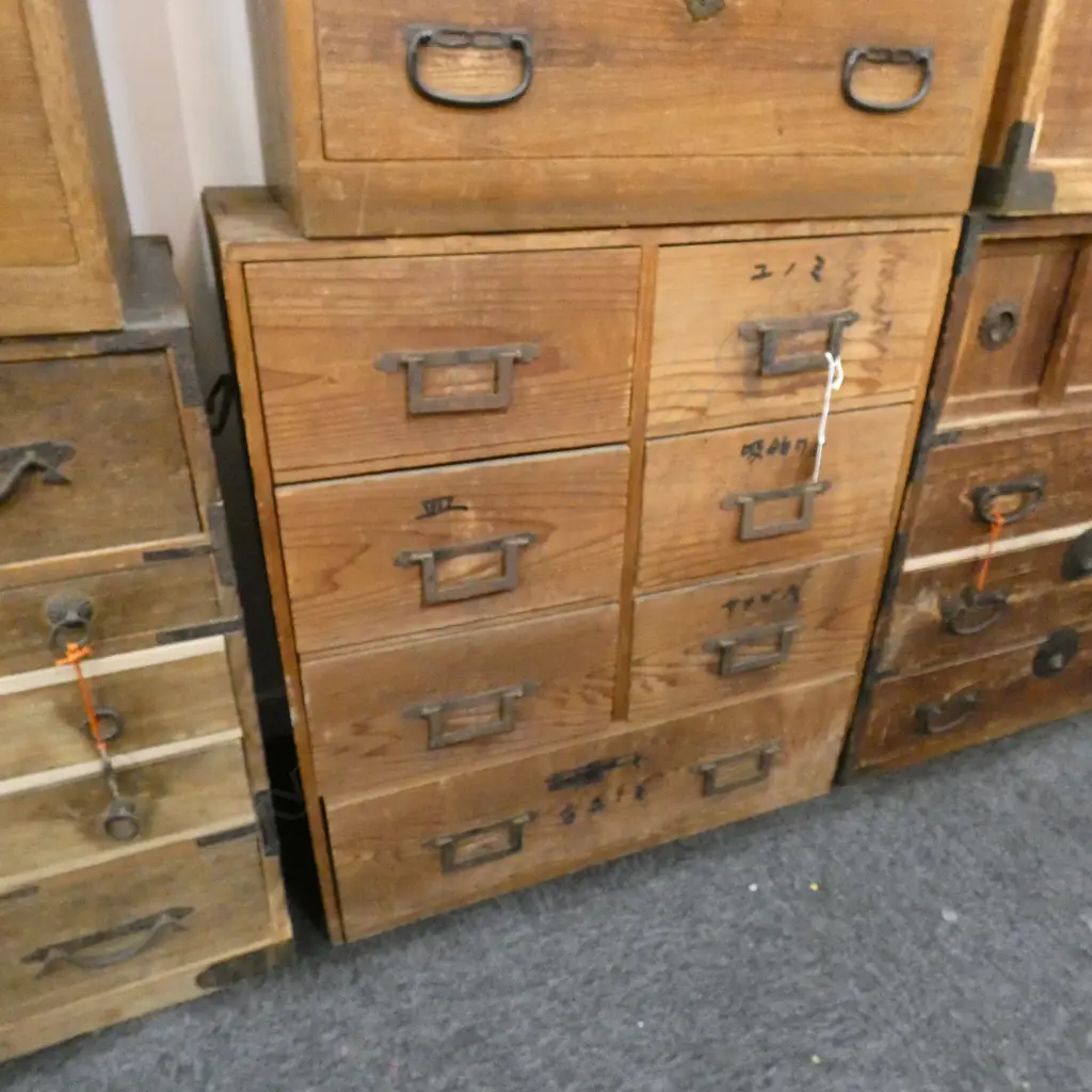 OLD JAPANESE SMALL COLLECTOR'S CHEST 7 DRAWER H.610mm Image 1++