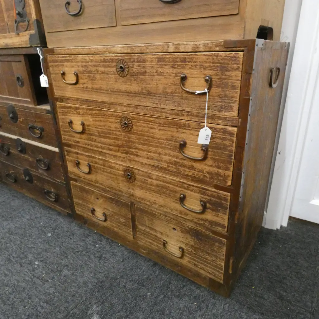 OLD JAPANESE SMALL COLLECTOR'S CHEST 5 DRAWER H.600mm Image 1++