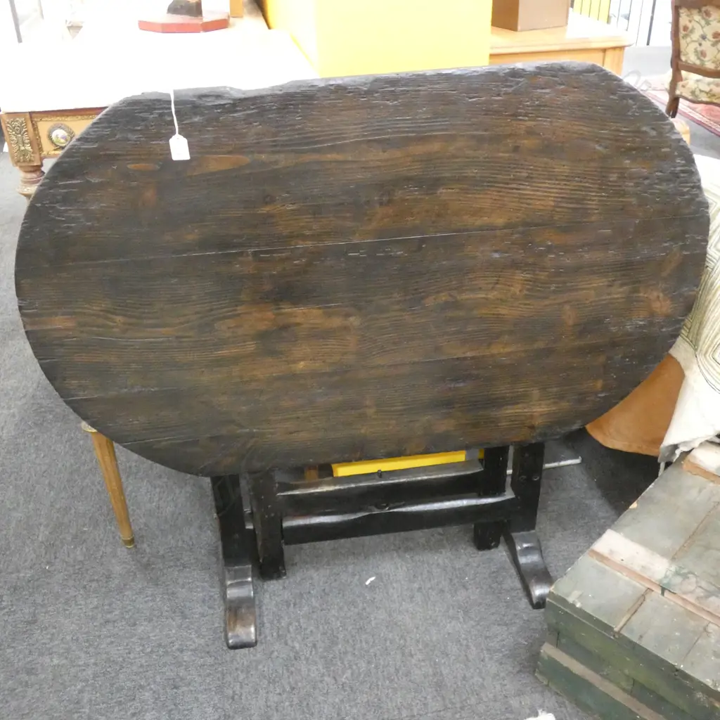 ANTIQUE FRENCH VENDAGE TABLE - AGE WEAR & TEAR 1150 X 700MM Image 1++