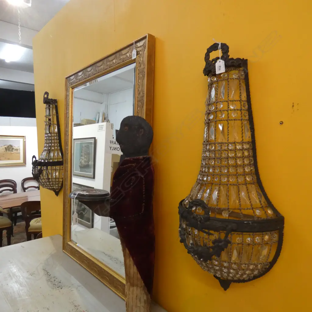 2 METAL & GLASS WALL LIGHTS  Image 1++