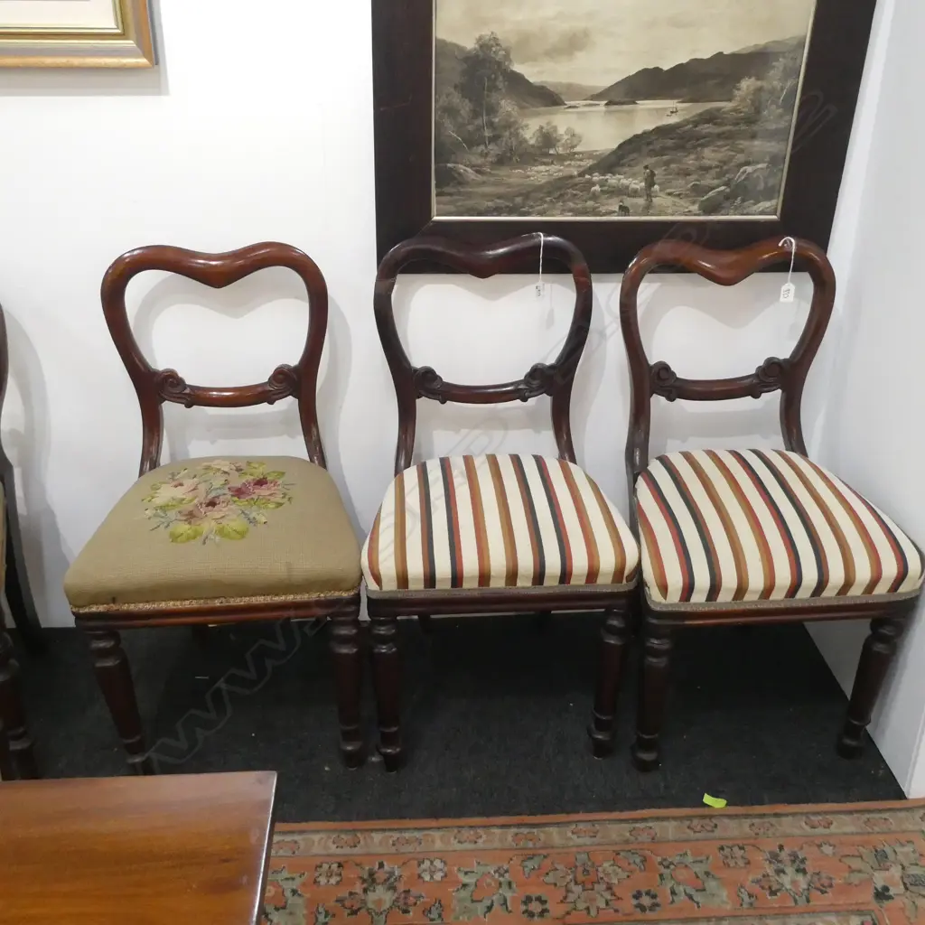 THREE VICTORIAN BALLOON BACK CHAIRS  1 A/F Image 1++